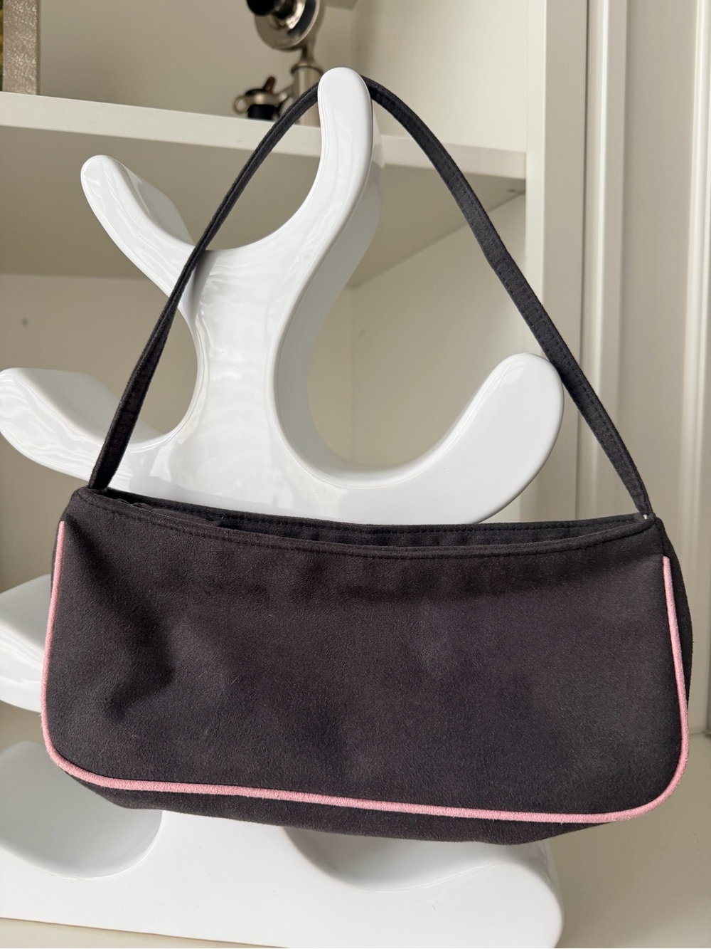 Vintage NINA RICCI Parfums Grey Small Shoulder Baguette Purse